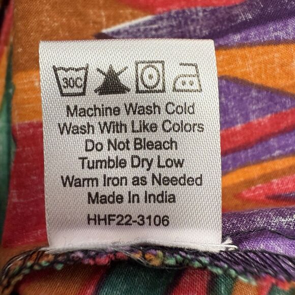 House of Harlow 1960 Top Blouse XS Orange Green Ruffle Flutter Sleeve Tropical - Picture 10 of 10